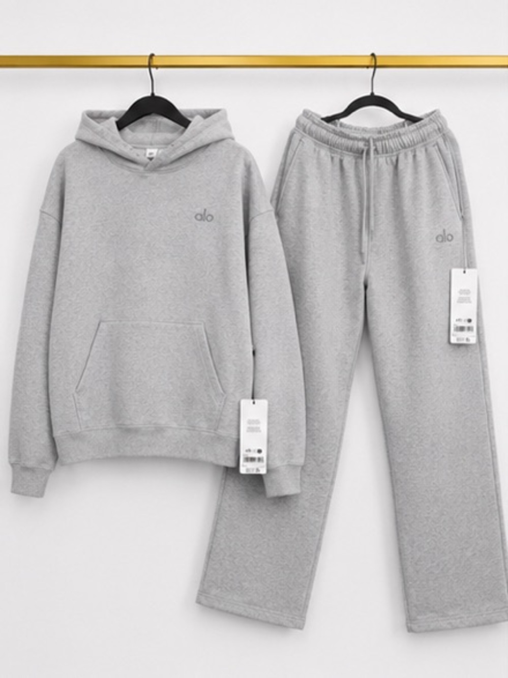 Grey Alo Hoodie And Sweatpant Uncuffed Set